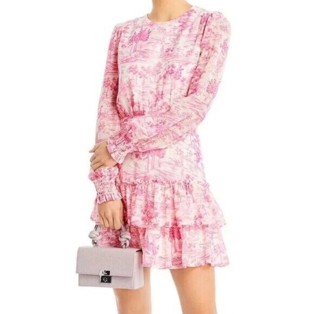 Aqua Bloomingdale's Pink + White Toile Mini Dresss